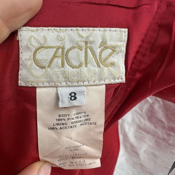 Cache Y2K Strapless Satin Gown Dress Red Formal Cocktail Maxi Long Holiday Size - Picture 6 of 9